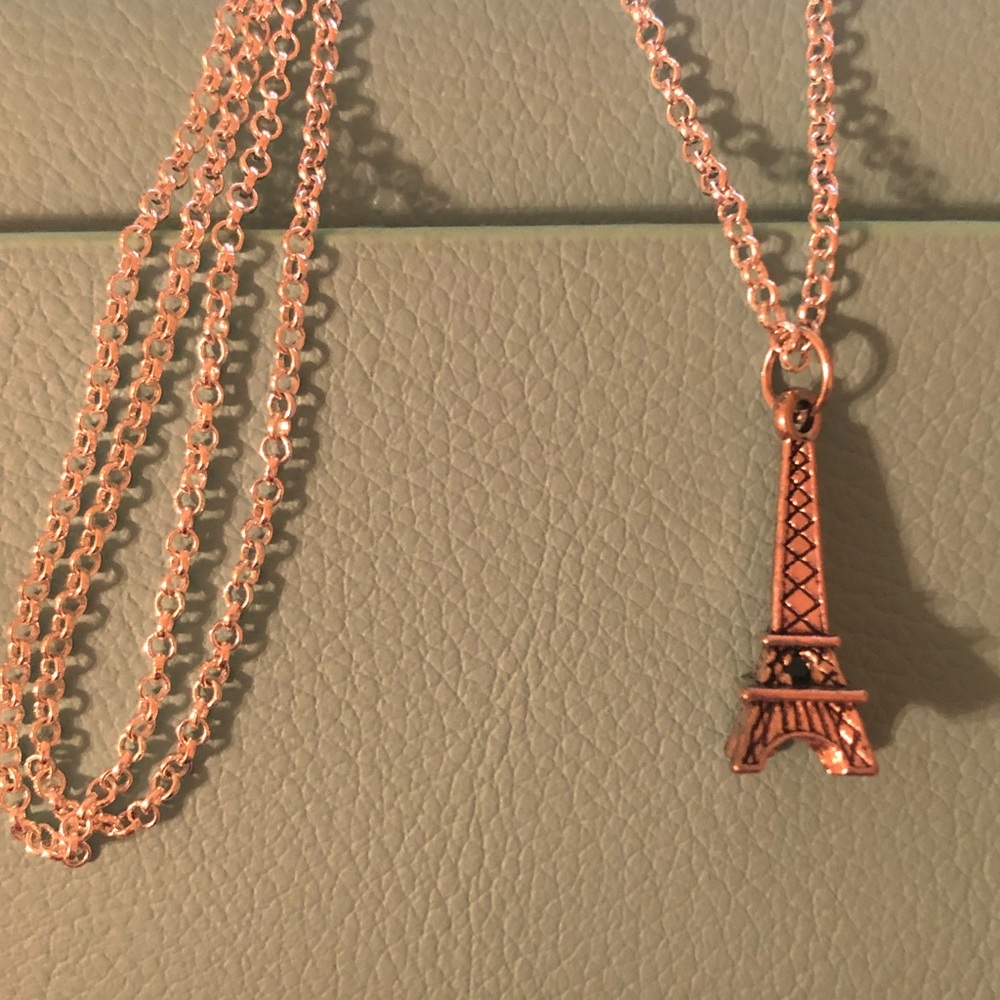 Silver Eiffel Tower Necklace with silver chain